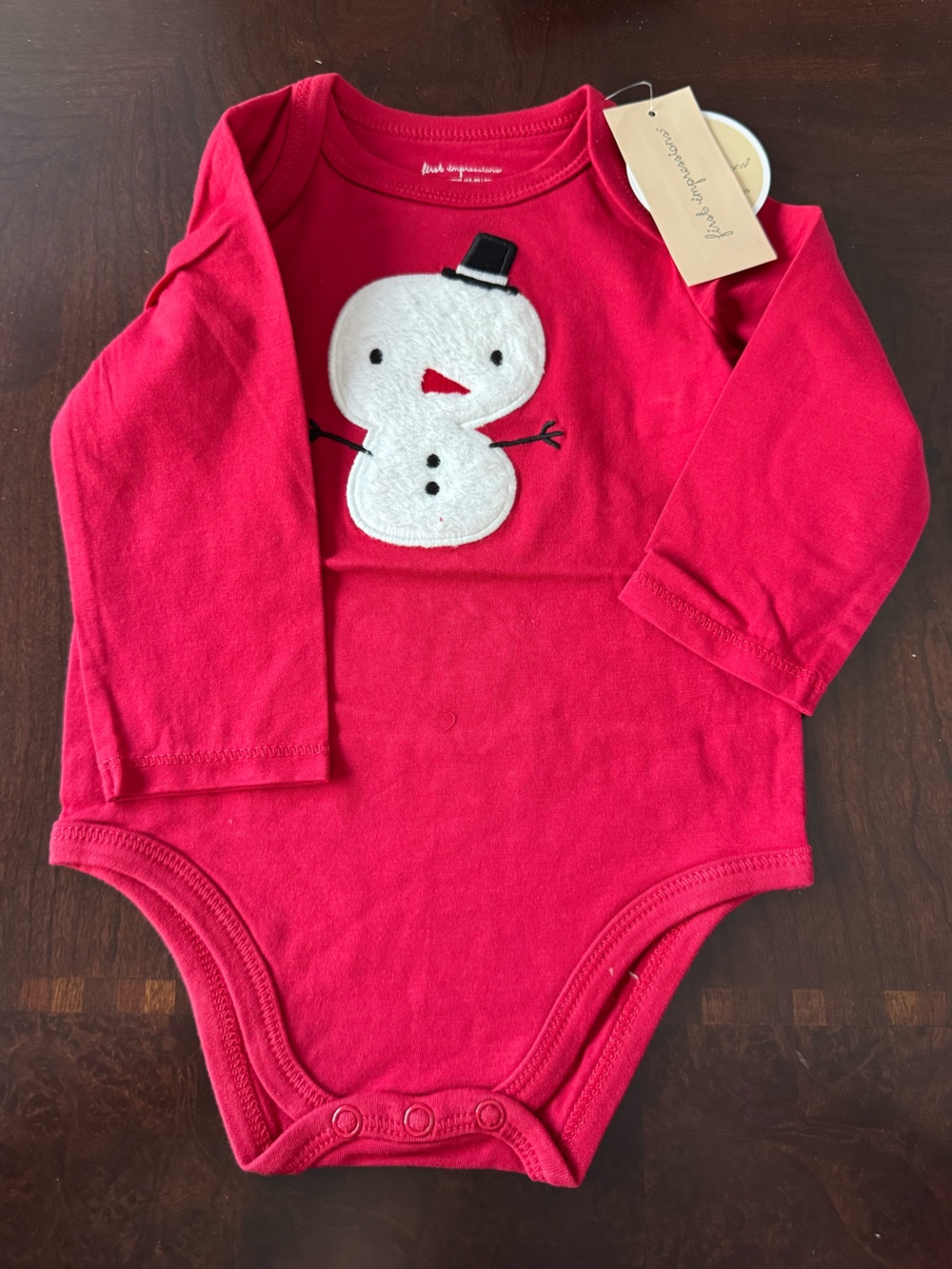 First Impressions Red Snowman Bodysuit